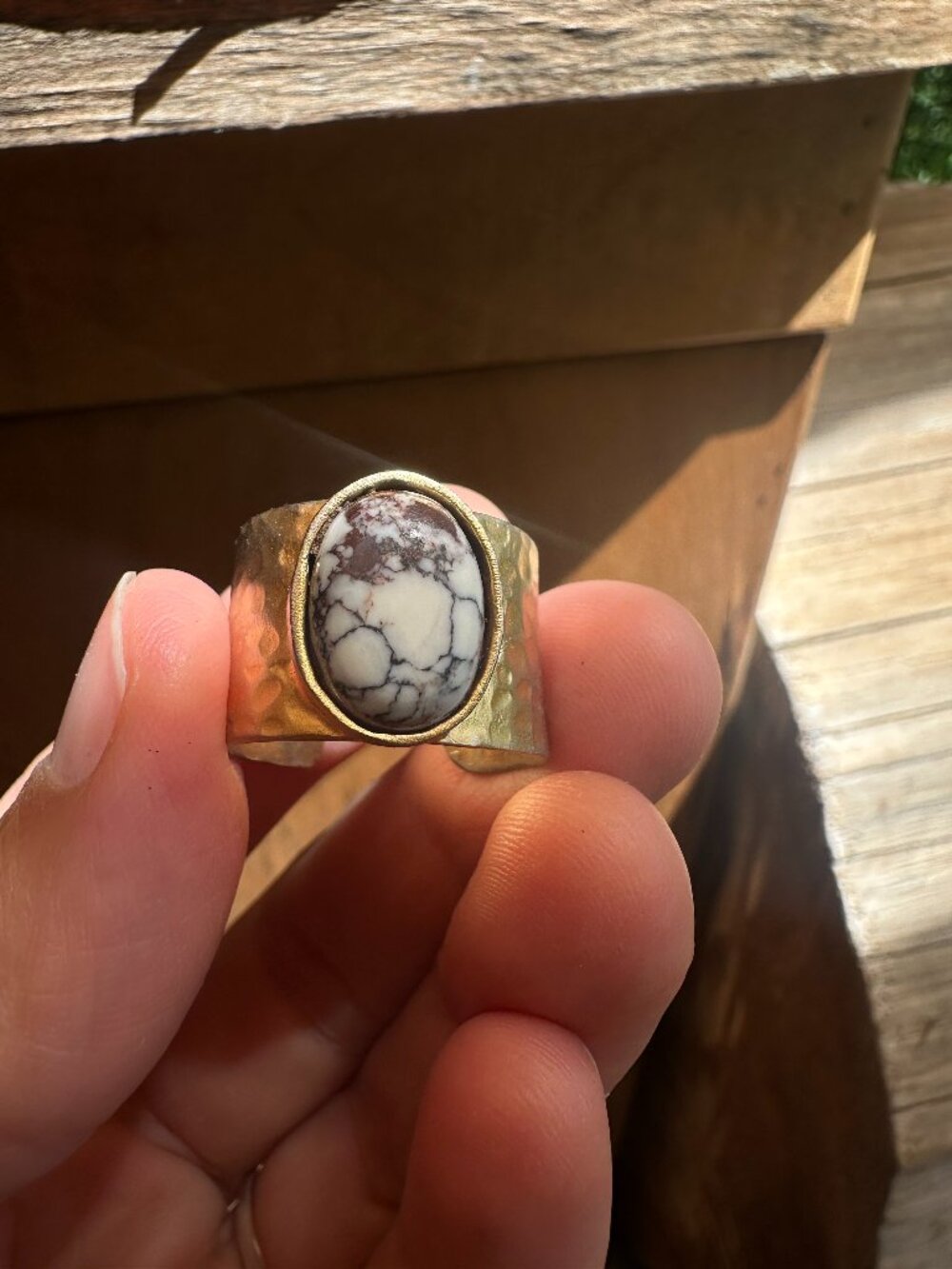 Gold Plate Ring w/ Dalmation Jasper or Buffalo Turquoise